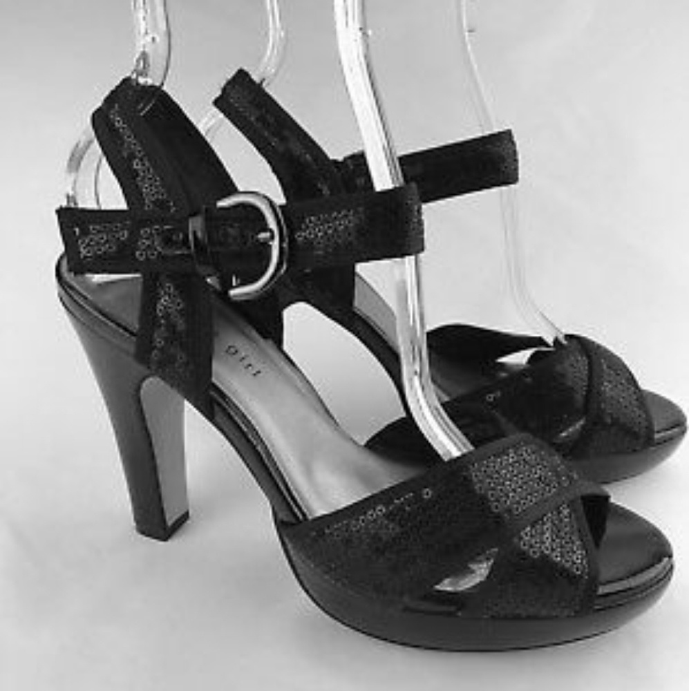 Black sequin heels